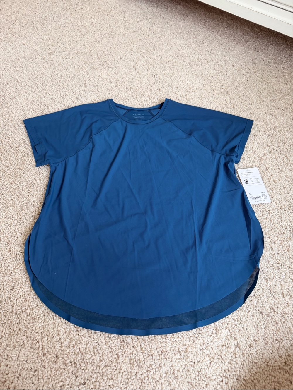 Athleta teal mesh top NWT